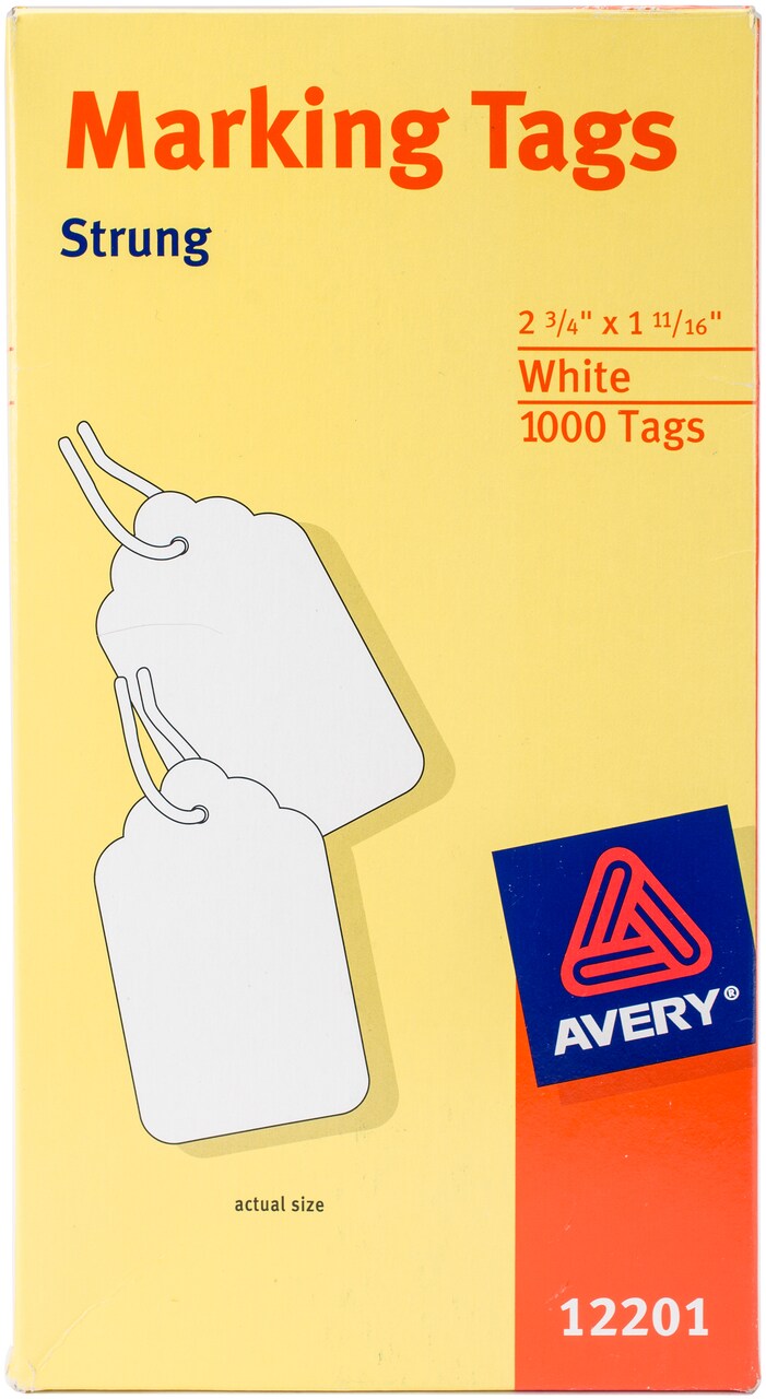 Avery White Marking Tags 2.75"X1.6875" 1000/Pkg-Strung